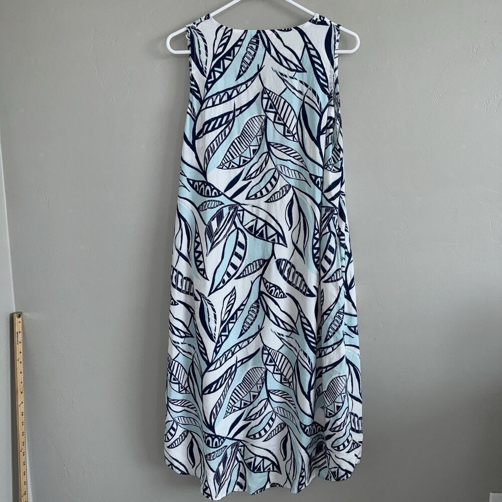 Fresh Produce ADA Palm Leave Print Dress Sleeveless Sz XS Hi Low Hem - Picture 3 of 11